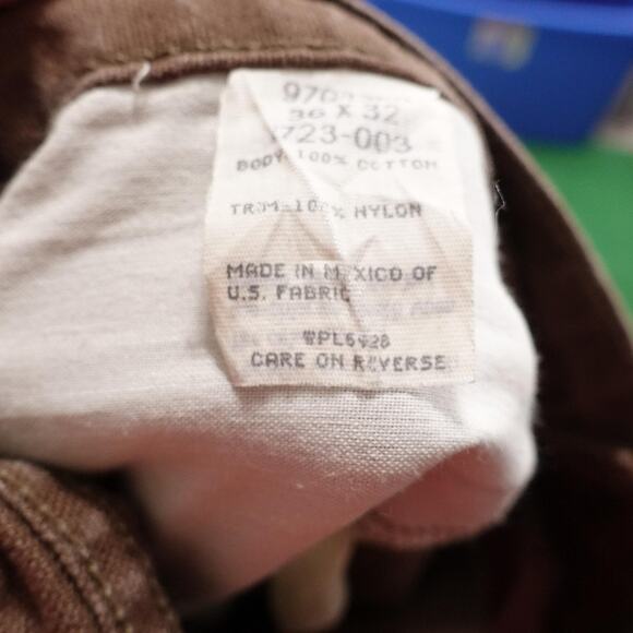 VINTAGE Wrangler Pants Mens 36x32 Brown Tan Nylon Reinforced Work Hunting Jeans - Picture 15 of 16